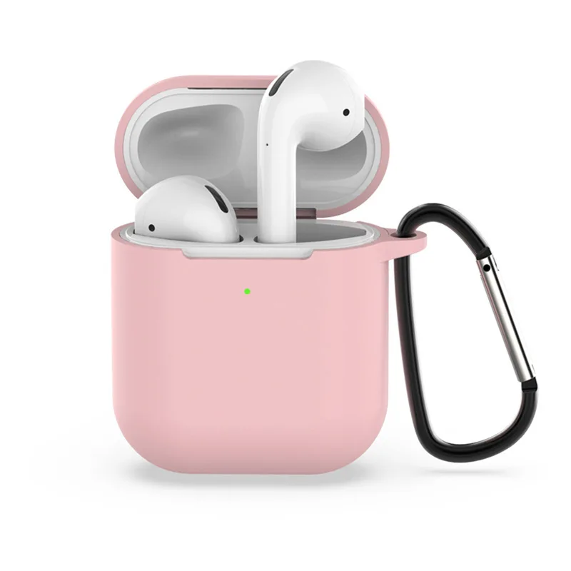 Силиконовые Мягкие кожухи головных телефонов для Airpods 2 облегающий рукав защитная коробка беспроводные наушники защитный чехол с петлей для Airpods 1 2nd - Цвет: pink