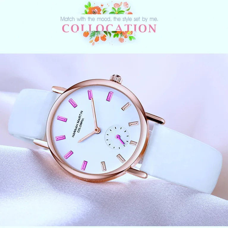 

Hannah Martin New Fashion Simple Style Temperature Change Color Women Watch Sun UV Color Change Women Quartz Wristwatches