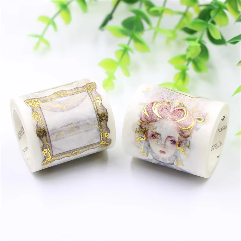 

KSCRAFT 40mm*5m Adhesive Tape for Scrapbooking DIY Craft Sticky Deco Masking Japanese Paper Washi Tape Retro Gold Foil