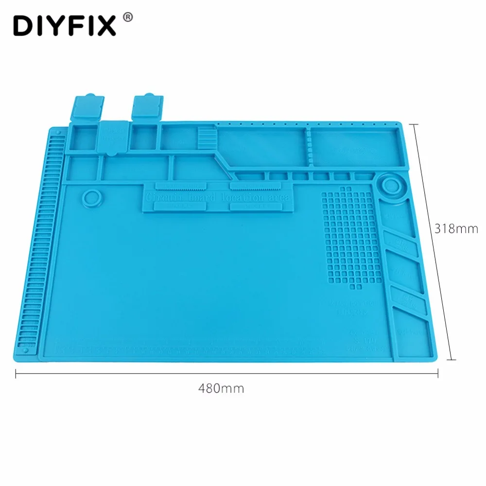 DIYFIX S-170 мм 318x480 мм силиконовый коврик стол работы коврики теплоизоляция обслуживания платформы для BGA PCB пайки ремонт инструмент