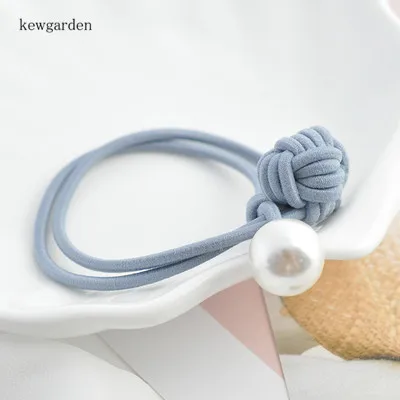 Kewgarden DIY аксессуары для волос с бантом жемчужное кольцо для волос женский галстук веревка версия головной убор лента резинка для волос 20 шт./партия - Цвет: Светло-голубой