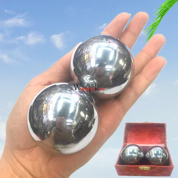 

Baoding Massage Iron Ball. Fitness Handball 2pcs Elderly Supplies Turn Hand Ringtone 53mm Chrome Solid Ball + Gift Box Parents