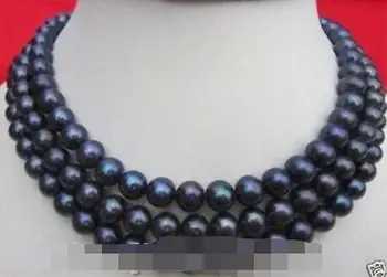 

Perfect 50" AAA 9-10MM TAHITIAN BLACK PEARL NECKLACE 14K GOLD CLASP