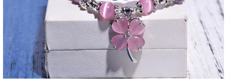 Женские браслеты из бисера длиной 60 см, фиолетовые натуральные камни, полудрагоценный камень, клевер, тайские серебряные браслеты с подвесками высшего качества