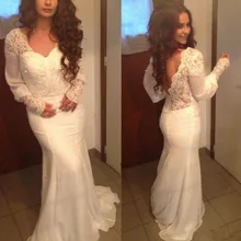 Vestido De Festa Longo Langarm Weiß Spitze Abendkleid Arabisch muslimischen Abschlussball-partei-kleid Dubai 2017 Meerjungfrau Robe De Soiree EP51