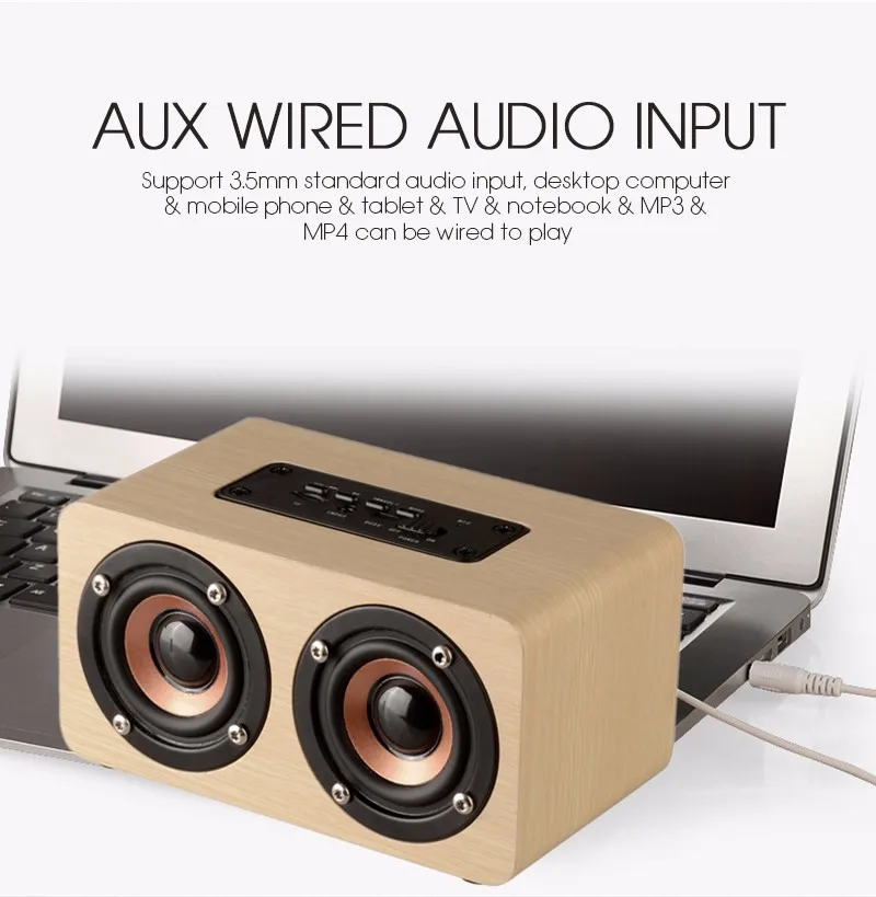 TOPROAD bezprzewodowy głośnik bluetooth drewna przenośny sprzęt Audio HiFi kina domowego odbiornika dźwięku muzyki Stereo Subwoofer głośniki komputerowe -