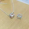925 Sterling Silver Cute Hollow-out Cube shape Cage Pendant, Hollow Square Box style Can Hold Pearl Gem Locket Pendant Mounting 2