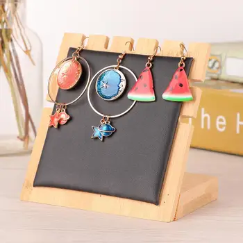 

5 Slots Simple Wooden Necklace Earrings Jewelry Display Board Stand Rack Storage Desk Decor Ornament Jewelry Organizer Holders