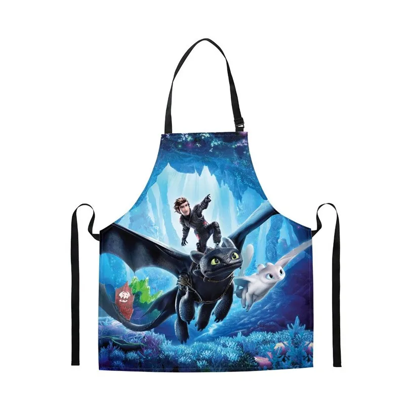 

Waterproof Apron Cartoon How To Train Your Dragon 3D Printed Kitchen Apron Men Women Cooking BBQ Apron Adjustable Neck Strap Bib