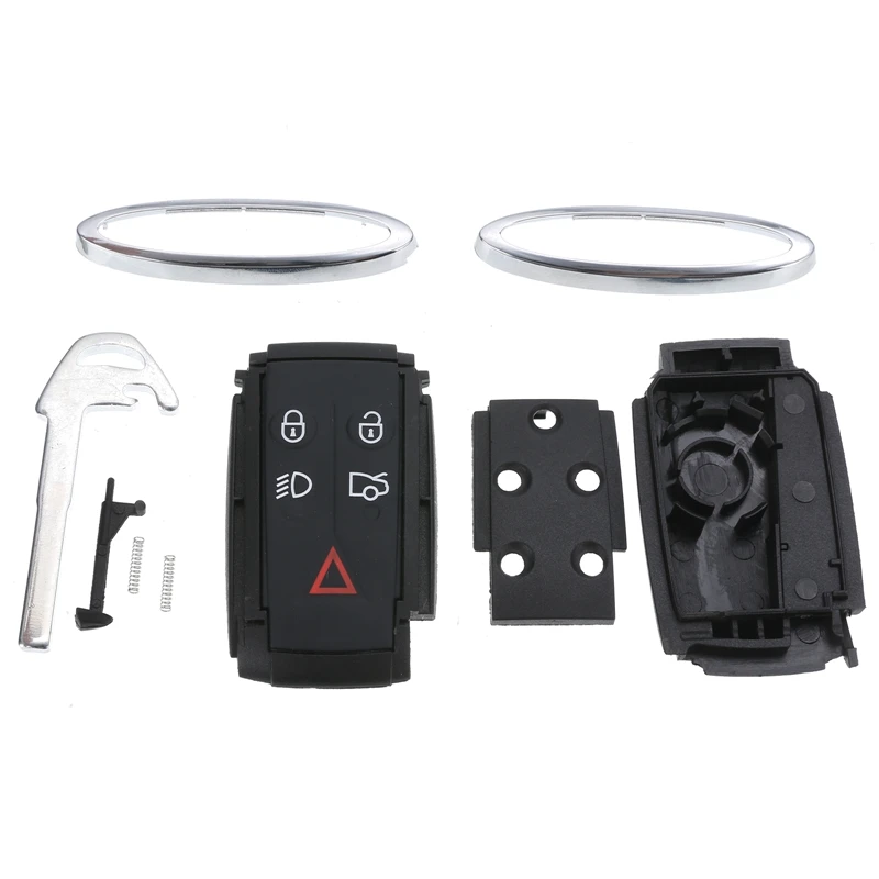 

Top Black 5 Button Remote Key Fob Case Shell + Uncut Blade For Jaguar X XF XK XKR Auto Car Key Case Replacement