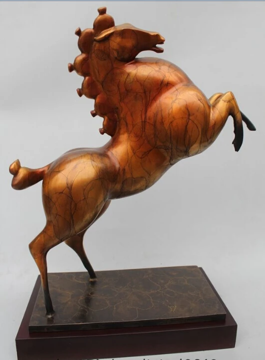 

17"Furniture Decoration Bronze Copper Abstract Fly Gallop Run Horse Art Sculptur