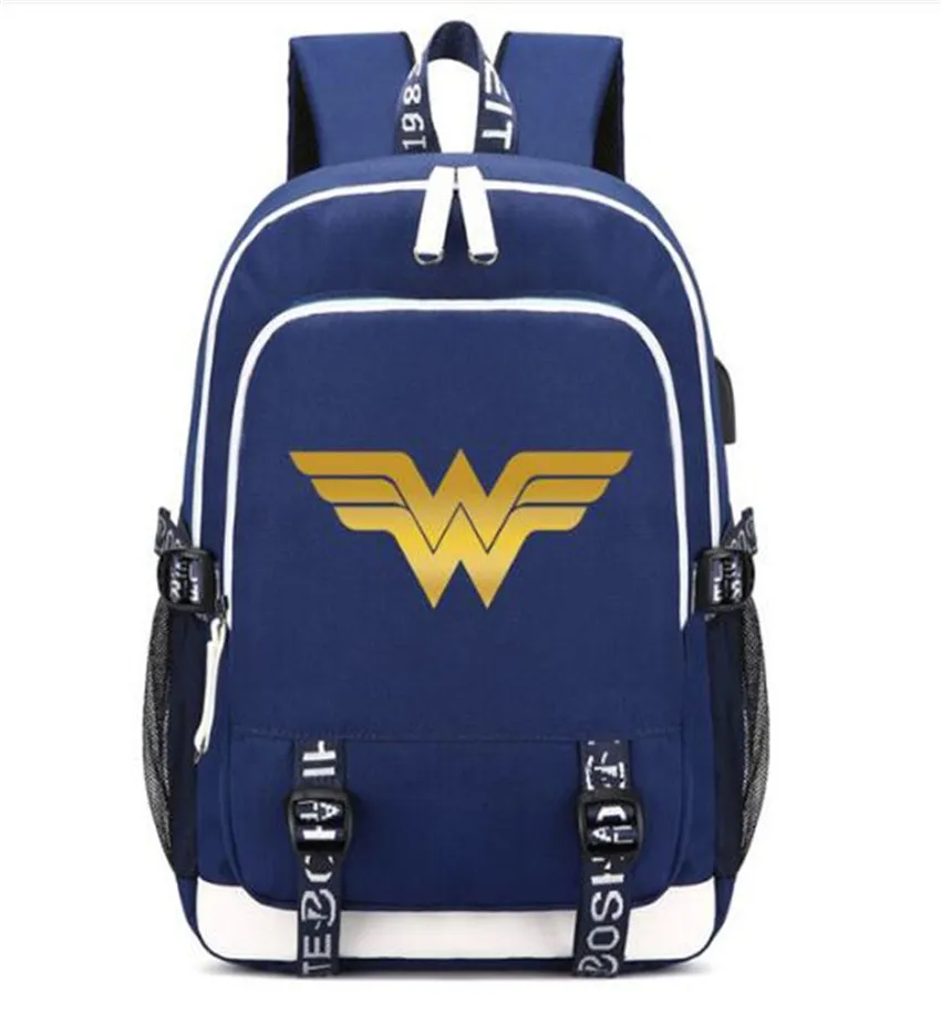 Wonder Woman супер герой рюкзак сумка ж/USB Мода порт/замок/наушники интерфейс студенты школьная книга Сумка для ноутбука - Цвет: Style 6