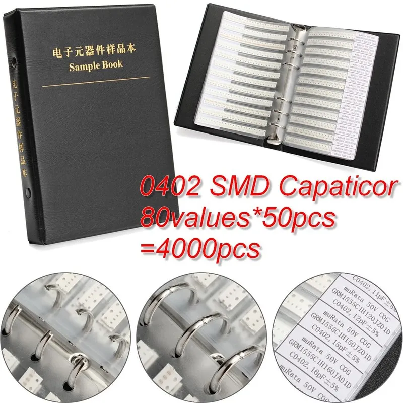 Новое поступление 0.5% 0402 SMD конденсаторный образец 80Valuesx50Pcs 4000 шт. конденсаторы Ассортимент Набор Образец Комплект для продажи