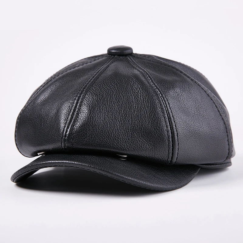 leather newsboy cap