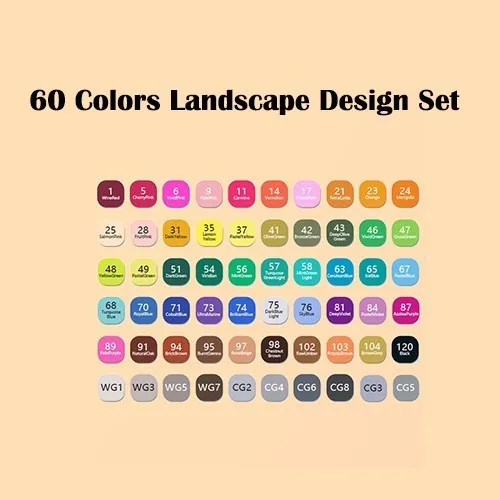 Сенсорный экран Цвет 30/40/60/80/168 Цвет маркер для рисования набор двуглавый художественный эскиз жирной на спиртовой основе маркеры для анимации Manga - Цвет: 60 Landscape Set