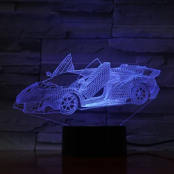 

Racing car 3D table lamps LED RGB Colors Changing Night Light creative gift Fixture Veilleuses Pour Enfants Touch USB Lampara