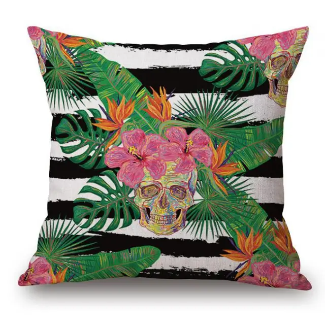 Us 7 62 Manufacturers Selling Tropical Personality Skeleton Printing Decorative Cotton Linen Throw Pillow Cushion For Sofa Car In Cushion From Home