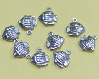 

12mm 17mm Tail Chain Fish Shape Pendant Little Charms Tags Stainless Steel Fashion Jewelry Accessories DIY Crafts Findings