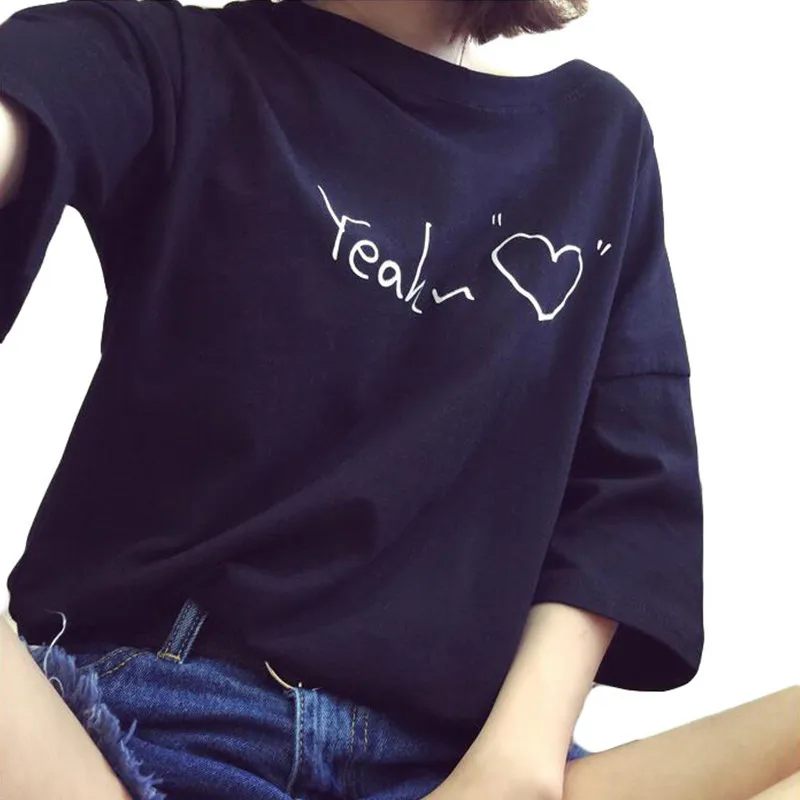 Новинка 2017 модная шикарная свободная футболка с коротким рукавом и принтом милых