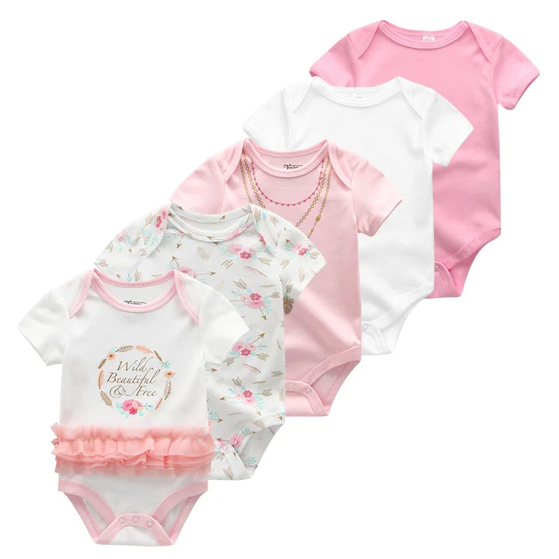 Однотонная одежда унисекс для маленьких девочек, 5 шт./лот одежда для маленьких мальчиков от 0 до 12 месяцев хлопковая одежда с единорогом для новорожденных девочек Roupas de bebe, белый цвет - Цвет: Baby Clothes5086