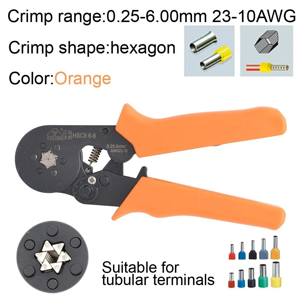 6-6 0.25-6 мм 23-10AWG Шестигранник и 10S 0.25-10 мм 23-7AWG Четырехсторонний патрубок Bootlace Terminal Обжимные клещи Обжимные ручные инструменты HSC8 - Цвет: 6-6