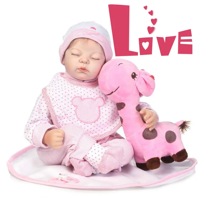 Soft Silicone Newborn Sleeping Baby Doll With Plush Cloth