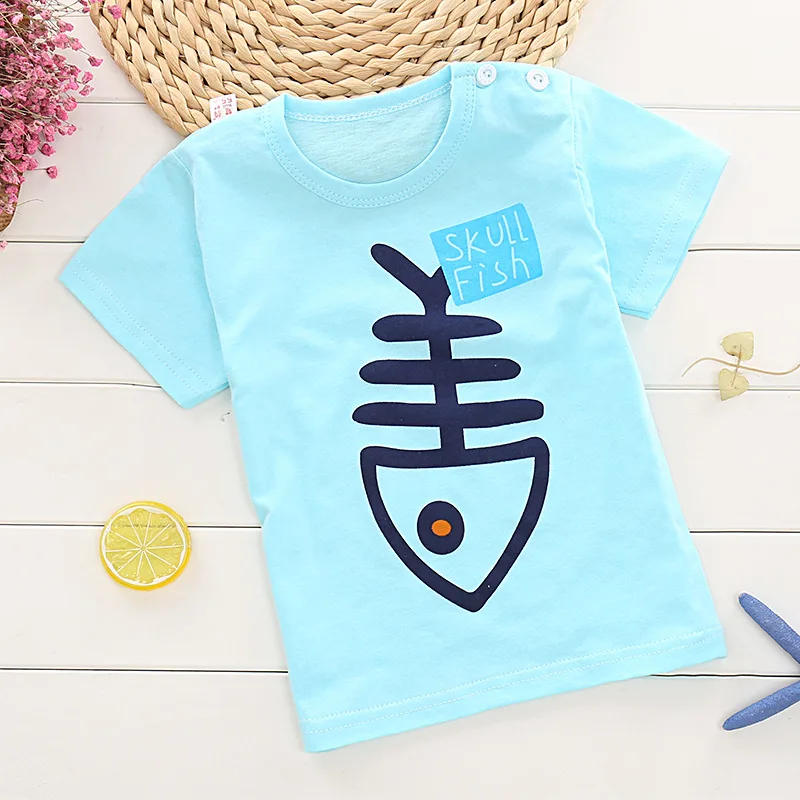 

Children's short-sleeve T-shirt for Boy/Girls 2-9 years Teens childish cotton Character Fishbone Zebra donkey kids Tops Tee