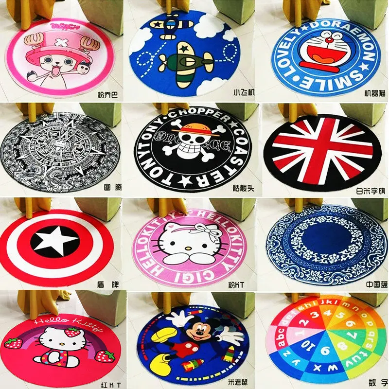 

60-160CM Bedroom Livivg Room Carpet Cartoon Pink Magic Round Circle Play Carpet Under Computer Chair Mat For Kids Children