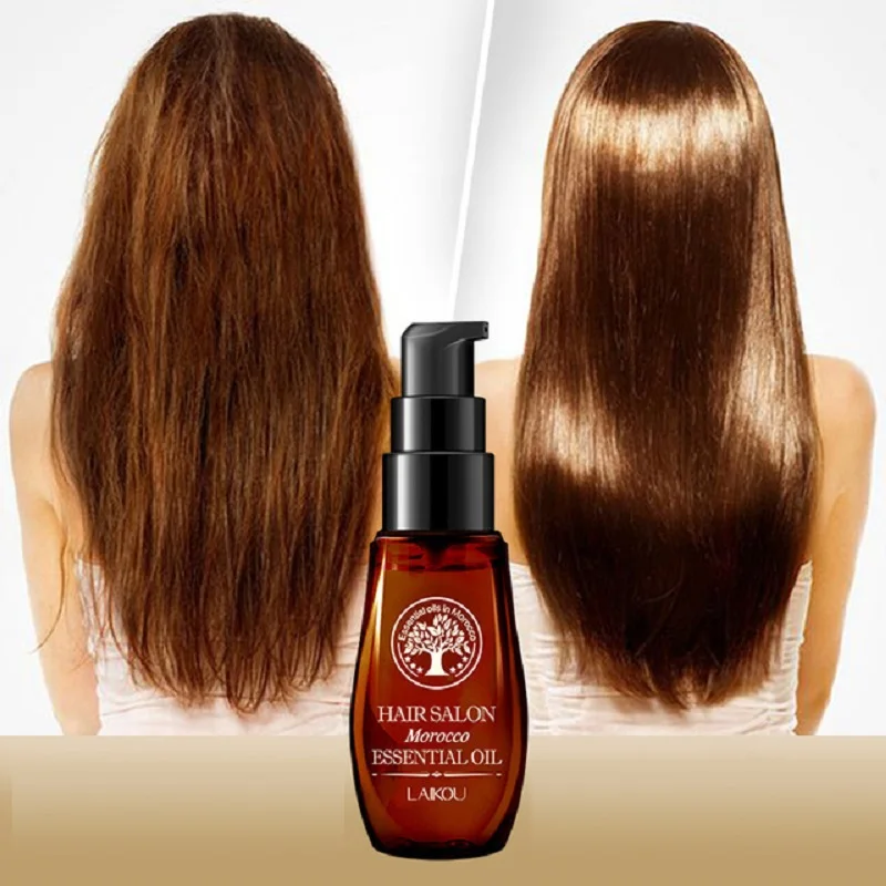 1 Pc Hot Hair Care Moroccan Pure Argan Oil Hair Essential Oil for Dry Hair Types Multi-functional Hair& Scalp Treatments 60ML