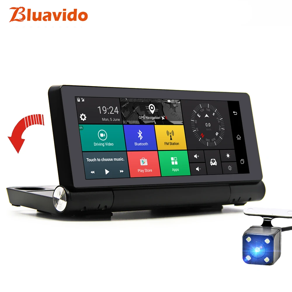 Bluavido 7 Inch 4G Car DVR Camera GPS Android Navigation ADAS Full HD 1080P Video Recorder