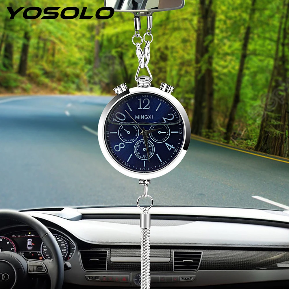 

YOSOLO Car Clock Perfume Refill Storage Hanging Pendant Ornament Car-styling Car Rearview Mirror Decor Air Freshener Accessories
