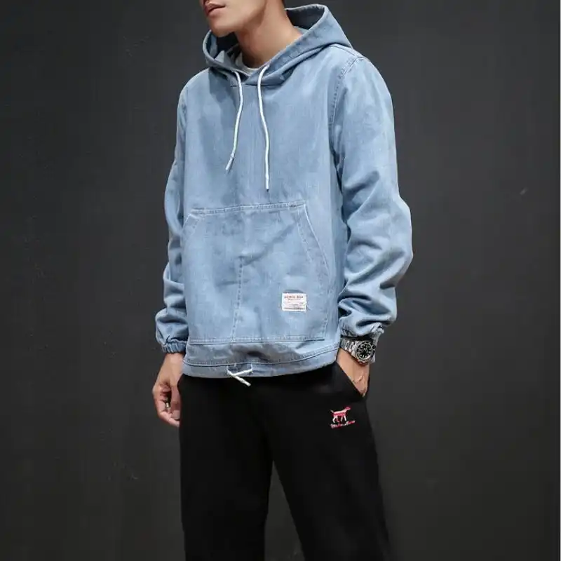denim pullover hoodie