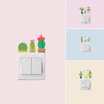 

Cactus Potted Plant Switch Panel Stickers Bedroom Living room Kids room Wall Stickers Plants Switch Stickers DIY Vinyl Decals