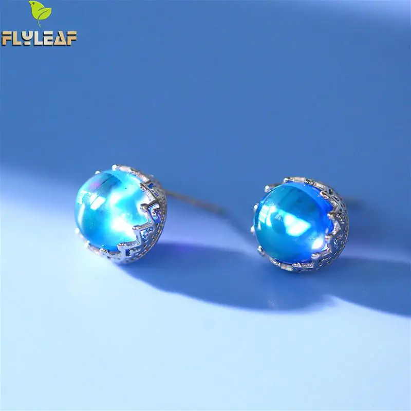 

Flyleaf 100% 925 Sterling Silver Gradient Water Wave Ball Stud Earrings For Women Personality Lady Fashion Jewelry