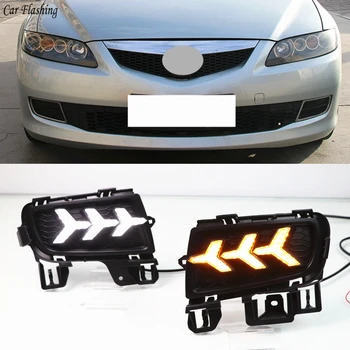 

Car flashing 1Pair For Mazda 6 Mazda6 2006 2007 2008 2009 LED DRL Daytime Running Light Daylight Waterproof with yellow Signal