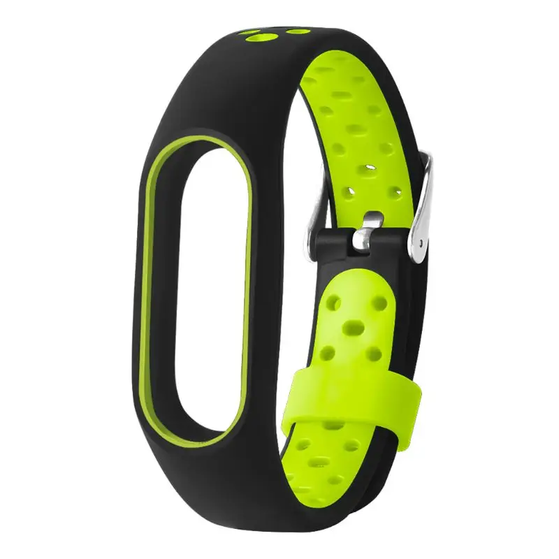 Силиконовый браслет на запястье, умный Браслет, проветриваемая металлическая пряжка, спортивные Сменные аксессуары для Xiaomi Mi Band 2 - Цвет: Зеленый