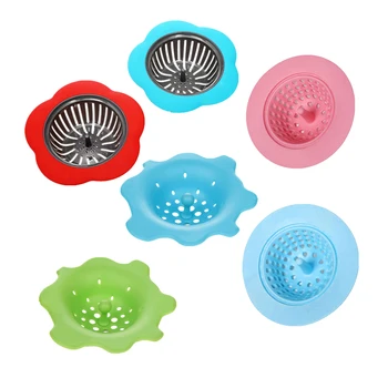 

6pcs Kitchen Filter Net Practical Round Floor Drain Plastic Kitchen Filter Sink Drainer Hair Filter Bathroom Sink Strainer