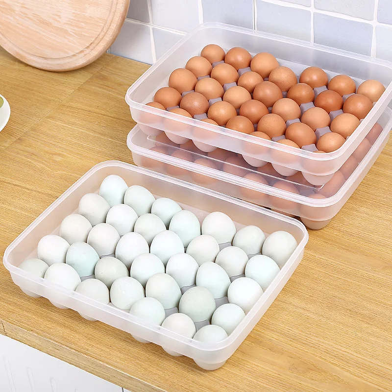 

Plastic duck egg storage box Japanese-style large box kitchen crisper refrigerator egg box put egg shelf