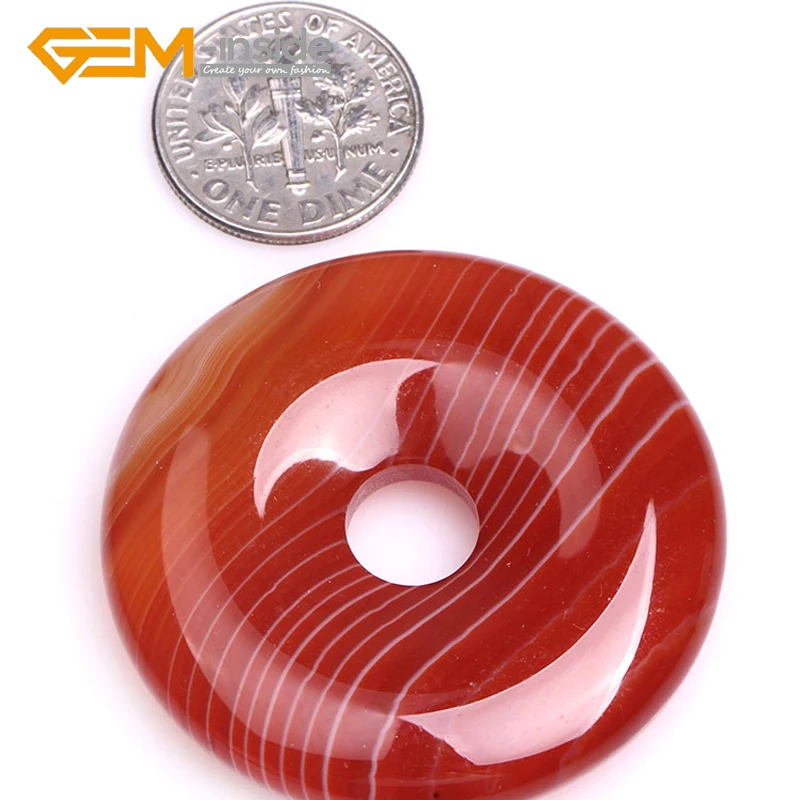 

40mm 35mm 30mm Donuts Rings Red/Coffe Brown Color Natural Onyx Sardonyx Agates Stone Beads for Jewelry Making DIY Necklace
