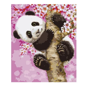 

cherry panda Animal DIY Digital Painting By Number Modern Wall Art Canvas Painting Unique birthday Gift Room Decor 40x50cm