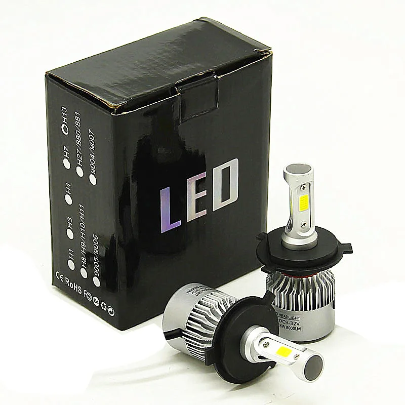 2 шт. turbo поклонников led h7 h4 Супер фар автомобиля луковицы h1 h3 h8 h11 9005 9006 72 W 8000LM свет |