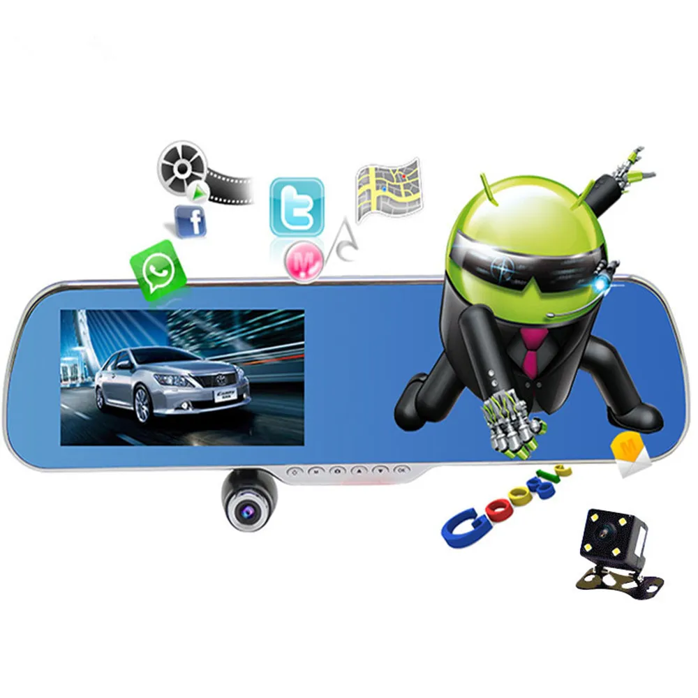 Fonwoon 5 &quotandroid Сенсорное зеркало заднего вида Автомобильная камера wifi gps навигатор