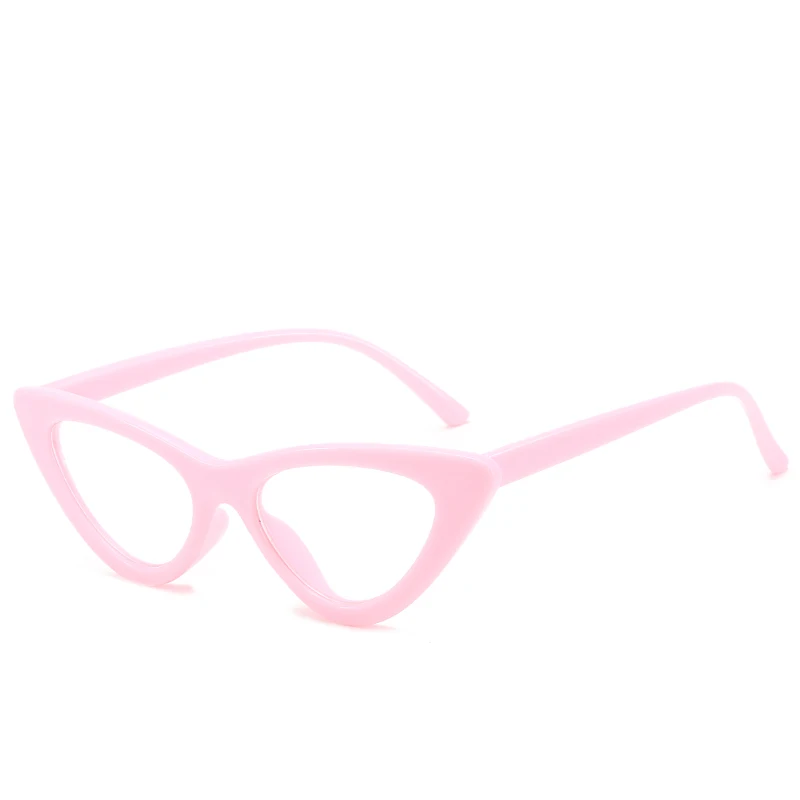 Pink Transparent Винтажные Модные солнцезащитные очки кошачий глаз для женщин, Брендовые женские Ретро треугольные кошачьи очки oculos feminino - Цвет линз: Pink Transparent