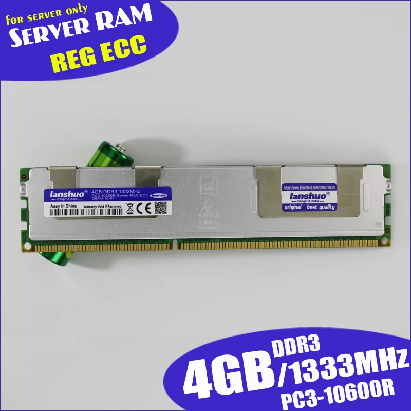 

lanshuo 4GB PC3 10600R DDR3 1333MHz 4G 2Rx4 REG ECC High Quality server memory RAM 100% normal work sell 1600 1866