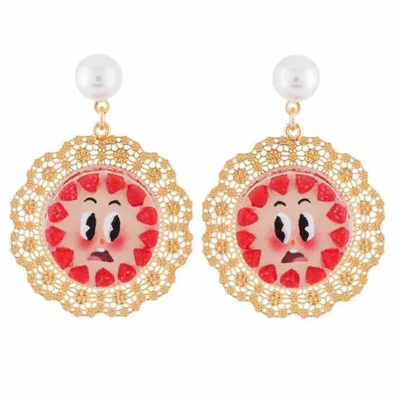 

2018 Amybaby Handmade Fashion Designer Enamel Glaze Teatime Cream Bread Womens stud Earrings Jewelry For Party