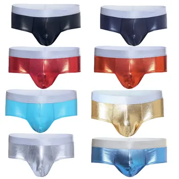 

8PCS Underwear Men Sexy Man Leather Bright Shine Mini Boxers Gay Male Bulge Pouch Trunks Fashion Satin Panties Low Waist Boxers