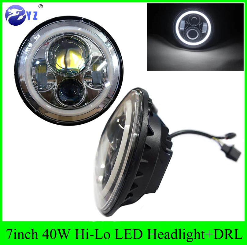 1 Pair 7'' LED Headlight For Jeep Wrangler JK TJ LJ 7 inch H4 Hi lo
