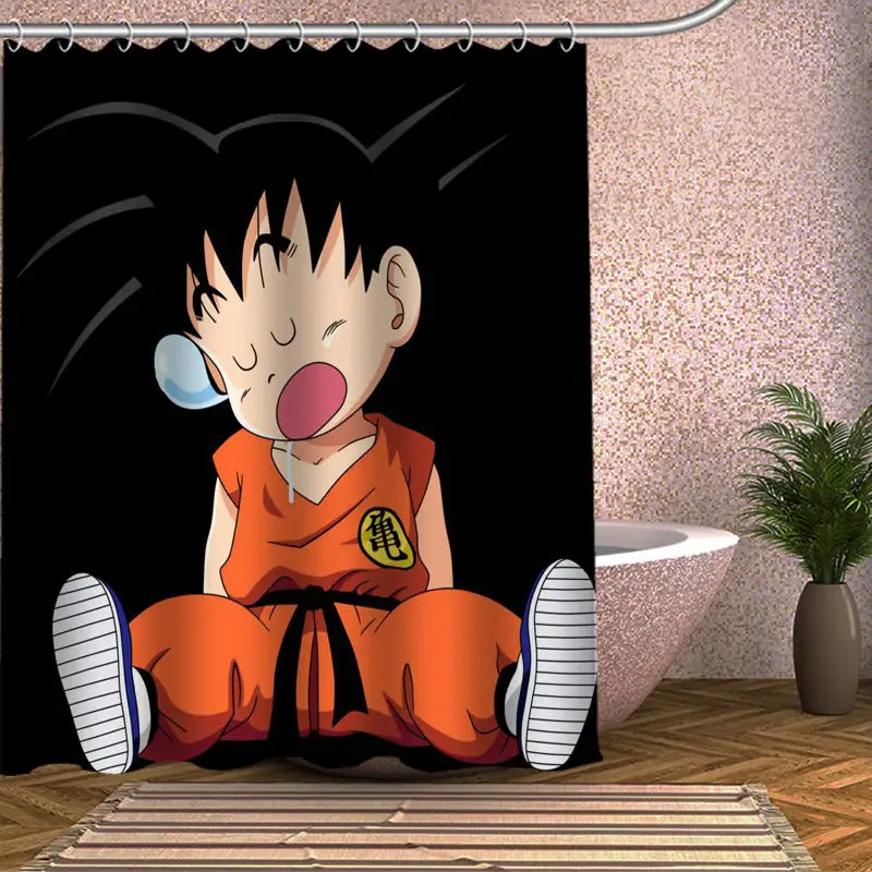 Аниме Dragon Ball Goku индивидуальный Душ занавес Полиэстеровая печать на ткани водонепроницаемая занавеска для ванной с крюком занавес для ванной - Цвет: Shower Curtain