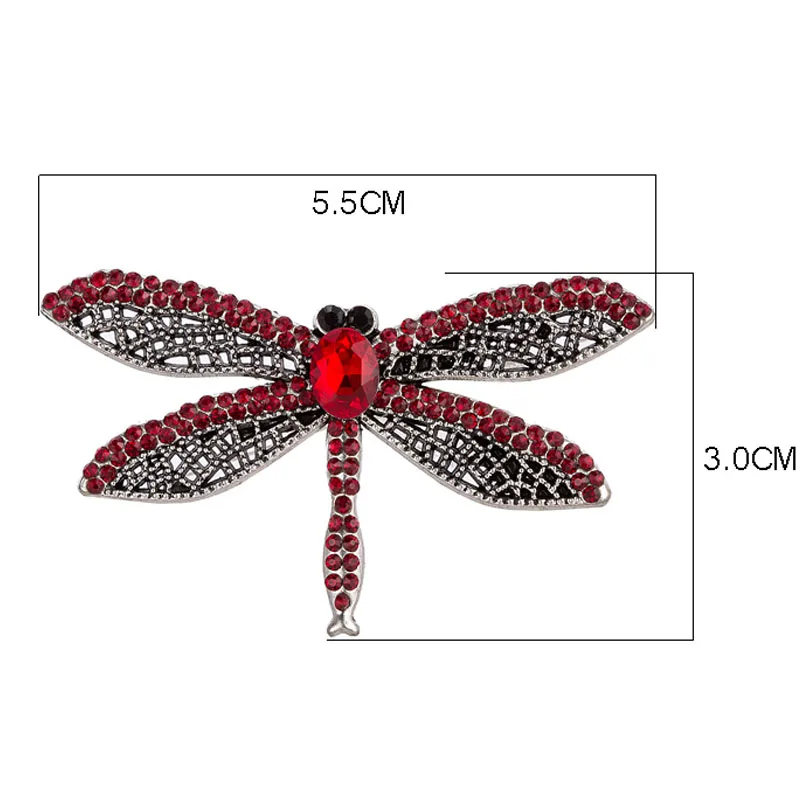 TDQUEEN Insect Brooch Dragonfly Vintage Metal Colorful Crystal Large Dragonfly Brooch Pins for Women (3)