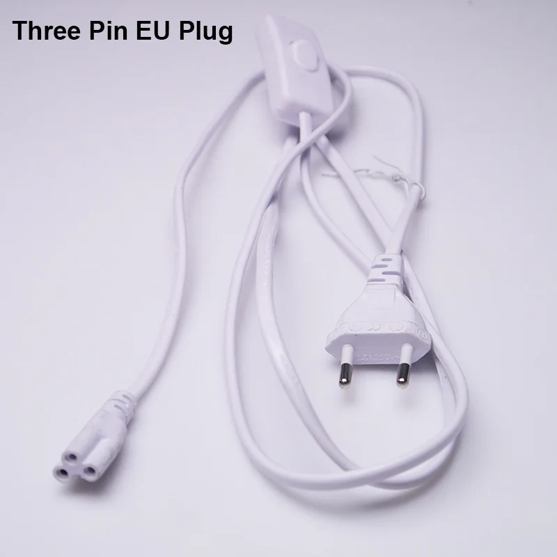 BEYLSION T5 t8 Электрический провод кабельный разъём с переключателем удлинитель шнура питания светодиодная осветительная трубка Штекерный кабель 20 см 50 см - Цвет: 3 PIN EU Plug 180CM